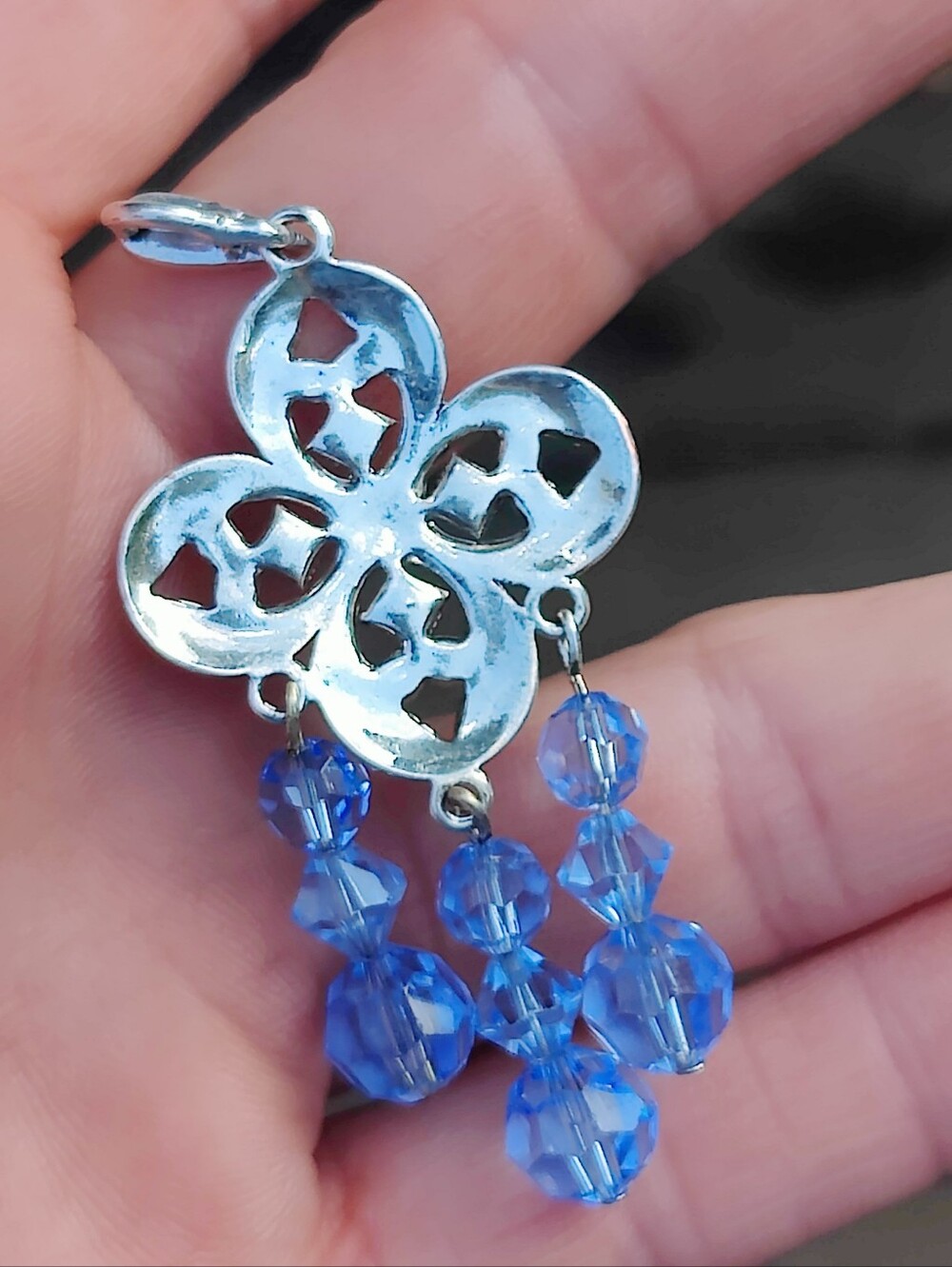 Sterling Silver Blue Crystal Pendant - Picture 2 of 4